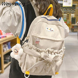 Weiyinxing Style Women Sweet Backpack Large Capacity Open Pockets Kawaii Female Bow School Bags for Teenager Girls Travel Backpacks