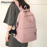 Weiyinxing New Fashion Nylon Backpack High Quality Women Book Bag Female Solid Color Big Schoolbag Teenage Girl Lovely Laptop Backpack
