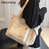 Weiyinxing Capacity Canvas Bag For Women 2023 New Simple And Versatile College Students' Make-up Shoulder Bags Small Crowd Tote