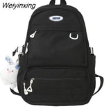 Weiyinxing Capacity Grid College Nylon Backpack Ladies Travel Backpack Multi Pocket Laptop Bag for Girls Cute Student School Bag