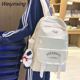 Weiyinxing Large Capacity Student Backpack Lovely Girl Solid Color Simple Style Schoolbag Women’S Waterproof Book Pack Travel Bag