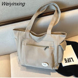 Weiyinxing Capacity Canvas Bag For Women 2023 New Simple And Versatile College Students' Make-up Shoulder Bags Small Crowd Tote