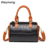 Weiyinxing Pattern Genuine Leather Handbag Women's Bag Vintage Cow Leather Small Women Shoulder Messenger Bags Luxury Female Tote Sac