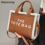 Weiyinxing Bag for Women Winter Designer Lamb Wool PU Fashion Letters Handbags Women's Luxury Shoulder Crossbody Bags Handbag Totes