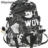 Weiyinxing Girl Male School Bag Female Graffiti Print Men Backpack Women Book Boy Bag Nylon Ladies Fashion Laptop Backpack Student