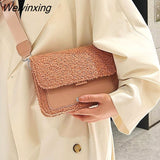 Weiyinxing MANTANG New Winter Wool Shoulder Bag Plush Messenger Bags for Women Brand Designer Handbags and Purses Ladies Crossbody Bag