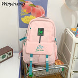 Weiyinxing Pocket Embroidered Waterproof Nylon Women Backpack Female Large Capacity Insert Buckle Travel Bag Teenage Girls Schoolbag