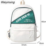 Weiyinxing Letter Printing Women Backpack Men's Large Capacity Waterproof Nylon Travel Bag Cool Schoolbag for Students Book Mochila