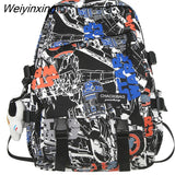 Weiyinxing Girl Male School Bag Female Graffiti Print Men Backpack Women Book Boy Bag Nylon Ladies Fashion Laptop Backpack Student