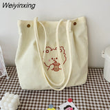 Weiyinxing Large Capacity Canvas Women's Handbag Cute Female Corduroy Shoulder Bags Travel Totes Girl Daily Vintage Shopping Bag
