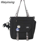 Weiyinxing Canvas Handbags Shoulder Bag Male Women Messenger Crossbody Bags Student Large Capacity School Bags Versatile Tote Bag