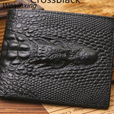 Weiyinxing Crocodile Skin Wallet Men Genuine Leather Small Zipper Short Men Wallets Credit Card Holders Coin Pocket Purse Alligator