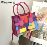 Weiyinxing New Color Contrast Versatile Handbag Square Shoulder Bag Geometric Horizontal Casual Shoulder Bag Fashion Crossbody Bag