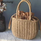Weiyinxing Bags for Women 2023 Summer Hand-Woven Rattan Bag Handmade Woven Purse Wicker Beach Bag Bohemia Bali Handbag bolsos mimbre