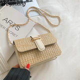Weiyinxing Woven Straw Shoulder Bag Female Crossbody Messenger Bags for Women 2023 Summer Beach Handbags Purses Travel Shopping Bag