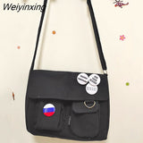 Weiyinxing Canvas Messenger Bag Women Large Capacity Crossbody Bags Outdoor School Student Book Computer Laptop Shoulder Bag