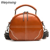 Weiyinxing Oil Wax Cow Leather Women Shoulder Crossbody Bags Vintage Solid Color Genuine Leather Ladies Handbag Female Messenger Sac