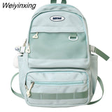 Weiyinxing Capacity Grid College Nylon Backpack Ladies Travel Backpack Multi Pocket Laptop Bag for Girls Cute Student School Bag