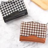 Weiyinxing New Women Wallets Lether Coin Purse for Women Cotton Plaid Fold Card Holder Daily Casual Clutch Money Mini Wallet Handbag