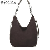 Weiyinxing Large Capacity Suede Female Handbags Women Bags High Quality Women Shoulder Bag Vintage Soft Leather Messenger Totes bag