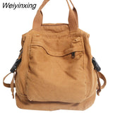 Weiyinxing Women Backpack Canvas Girl Fabric School Bag New College Student Vintage Female Laptop Bag Travel Kawaii Ladies Backpack