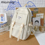 Weiyinxing New Solid Color Waterproof Nylon Women Backpack Female Classic Insert Buckle Travel Bag Teenage Girls Portable Schoolbag