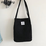 Weiyinxing New Corduroy Shoulder Bag for Women Cotton Cloth Female Student Messenger Bag Large Eco Shopping Tote Bags Canvas Handbags