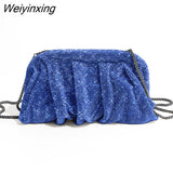 Weiyinxing Ruched Evening Clutch Bag Designer Diamonds Women Handbags Crystal Mesh Shoulder Bags Shinny Rhinestone Party Purses 2023