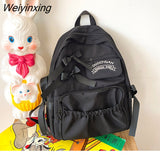 Weiyinxing Women Japanese Sweet Backpack Ladies Cute Hit Color Bow Backpack Large Capacity Travel Mochila College Style Student School Bag