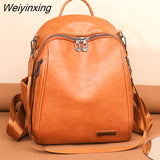Weiyinxing Leather Famale Bag New Cowhide High Quality Travel Girls Backpack Korean Women Female Rucksack Leisure Student School Bag