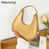 Weiyinxing Leather Women Luxury Designer Handbag Purses 2023 Fashion Vintage Double Zipper Half Moon Crescent Hobos Shoulder Bags
