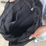 Weiyinxing Bags For Women Casual Denim Bags embroidery Female Shoulder Bag Pack Travel Zipper Handbag Tote Ladies Messenger Bag