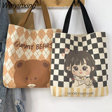 Weiyinxing Women Portable Bento Bag Cute Bag Commute And Carry Lunch Box Bag Tote Bag Handbag Cute Girl Cute Bear Printing Bag Portable Bag