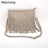 Weiyinxing Tassel Crossbody Bags for Women Elegant Mini Stylish Chic Shoulder Bags Ladies Leisure Solid European Style Messenger Bag