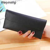 Weiyinxing Women Long Large Capacity Wallets Lady Simple Hasp Coin Purses Female Fashion Clutch Credit Leather Card Holder