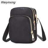 Weiyinxing Women Casual Messenger Bags Waterproof Nylon Mobile Phone Bag Three Layers Large Capacity Crossbody Bags Cosmetic Bag for Women