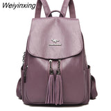Weiyinxing Capacity Women Backpack High Quality Pu Leather Backpack Vintage School Backpacks Female Casual Shoulder Bag School Bags