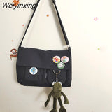 Weiyinxing Canvas Messenger Bag Women Large Capacity Crossbody Bags Outdoor School Student Book Computer Laptop Shoulder Bag