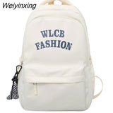 Weiyinxing Men and Women Cool Waterproof Nylon Laptop Backpack Large Capacity Letter Printing Travel Book Bag Teenagers Preppy Schoolbag