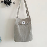 Weiyinxing New Corduroy Shoulder Bag for Women Cotton Cloth Female Student Messenger Bag Large Eco Shopping Tote Bags Canvas Handbags