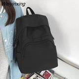 Weiyinxing Fashion Waterproof College Large-capacity Backpack Women Female Travel Solid Color Backpacks Teenage Girl School Bag Mochila