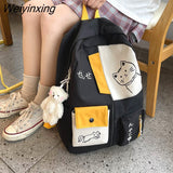 Weiyinxing Women Backpack New Kawaii Patchwork Female Large Capacity Waterproof Nylon Shoulder School Bag Preppy Mochila Bolsa