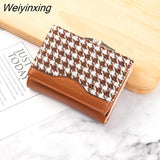 Weiyinxing New Women Wallets Lether Coin Purse for Women Cotton Plaid Fold Card Holder Daily Casual Clutch Money Mini Wallet Handbag