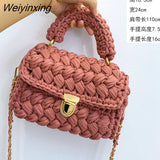 Weiyinxing Rope Woven Women Handbags Designer Knitting Chains Shoulder Crossbody Bag Casual Lady Hand Bags Small Flap Purses 2023