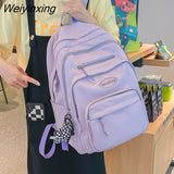 Weiyinxing Multiple Pockets Women Backpack Female Cool Waterproof Nylon Travel Bag Large Capacity Kawaii Schoolbag Girl Student Bookbag