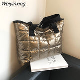 Weiyinxing Winter Space Shoulder Bag Nylon Cotton Casual Tote Bags For Women Large Capacity Commuter Handbag Female Top-handle Bag