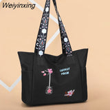 Weiyinxing Capacity Women's Handbags Shoulder Bags 2023 New Embroidery Designer Shopper Tote Bag Waterproof Oxford Women Shopping Bag