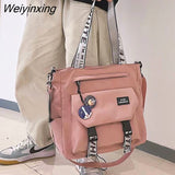 Weiyinxing Canvas Handbags Shoulder Bag Male Women Messenger Crossbody Bags Student Large Capacity School Bags Versatile Tote Bag