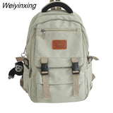 Weiyinxing Design Solid Color College Student Schoolbag Large Capacity Waterproof bag Women Lovely Backpack Teenage Girl Rucksack