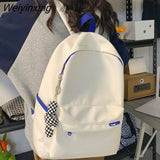 Weiyinxing Women Laptop Nylon Book Bag Trendy Lady Travel Student Backpack Girl School Solid Bag Kawaii Female College Backpack Fashion